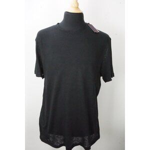 Isaia Napoli 100% Linen Solid Black Short Sleeve T Shirt Sz XL Brand New